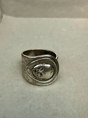 Gerber Silver-Tone Women's Ring with Relief Face Motif